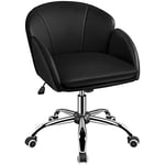 Yaheetech Chaise Bureau Design Fleur Fauteuil de Bureau en Similicuir Hauteur Réglable avec Dossier Arrondi Inclinable pour Chambre Bibliothèque Noir