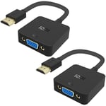 ICZI Lot de 2 Adaptateurs HDMI vers VGA 1080P Noir Convertisseur HDMI Mâle vers VGA Femelle Adaptateur HDMI Compatible avec Macbook TV Box Xbox HDTV Projecteur UltraBook(Mode Miroir et Étendu)