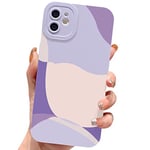 ECZOIL Coque iPhone 12 Mignon Aesthetic Art Peint Lens Protection de téléphone pour Les Cute Femmes Filles Coque Ultra Mince TPU Case for iPhone 12 6,1 Pouces-Violet