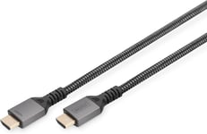 Câble De Connexion Hdmi 2.1 Ultra High Speed - Uhd-Ii - 8k/60hz - 4k/120hz - Câble Tressé - 2.0m - Compatible Avec Ps5, Xbox Series, Tv/Beamer - Contacts Dorés - Noir/Argenté