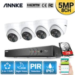 Annke - Kit de Vidéosurveillance vidéo 8 canaux Ultra hd 4K H.265 + dvr et Kit de caméras dôme étanches 4PCS 5MP hd - Disque dur 1 To