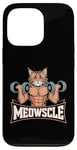 Coque pour iPhone 13 Pro Meowscle Gym Cat T-shirt d'entraînement amusant pour les amoureux des chats