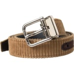 DOLCE & GABBANA Belt Men Brown Velvet Silver Metal Buckle 90cm / 36in 370usd