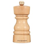 Cole & Mason London Natural Beech Pepper Mill, Precision+ Carbon Mechanism, Pepper Grinder with Adjustable Grind, Beech Wood, 130mm, Seasoning Mill, Lifetime Mechanism Guarantee