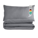 Komfortec Literie Premium Super Douce 2 pièces Housse de Couette 135x200 cm + taie d'oreiller 40x80 cm, 100% Microfibre brossée, Gris