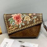 Käsilaukut Kiinalaistyylinen kirjonta Crossbody Laukut naisille Vintage Nahka Tyylikäs Käsilaukku Monipuoliset Olkalaukut