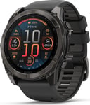 Garmin fenix 8 51 mm AMOLED Sapphire Karbongrå DLC med sort/grå silikonrem