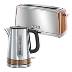 Russell Hobbs Luna Kettle & Toaster Kitchen Set (Stainless Steel & Copper)