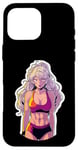 Coque pour iPhone 16 Pro Max Brassière de sport avec cheveux blonds et manga