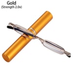 Smal Läsningsglasögon Slim Reading Glasses GULD STYRKAN 2.0X gold Strength 2.0x