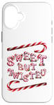 Coque pour iPhone 16 Plus Sweet But Twisted. Bâtonnets de canne à sucre d'orge. Noël amusant