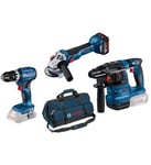 Bosch - Combo kit 3 outils 18V (GSB45 + GWS10 + GBH22) + 2 batteries 5 Ah + chargeur + sac - Gris