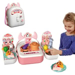 Kids Pretend Play Kitchen Playhouse Set Backpack Design with Pots Pan & Food Toy