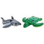 Intex - Inflatable Shark - 173x107 cm & Lil' Sea Turtle Ride On 1.50m x 1.27m Swimming Pool Beach Toy #57524NP