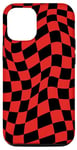 Coque pour iPhone 15 Carreaux noir et rouge vintage à carreaux
