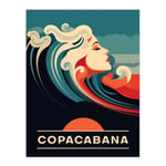 The Seaside Calls Copacabana Beach Brazil Sunset Woman of the Waves Sea Siren Ocean Unframed Wall Art Print Poster Home Decor Premium