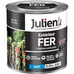 Julien - Peinture Fer Anti-Rouille Mat - Portes, grilles, portails, mobilier de jardin en métal - Noir Mat 0,25 l