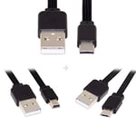 cablecc 3 pièces/lot USB 2.0 Type-A vers Mini Micro USB Type-C Mâle Data Flat Slim FPC Câble pour FPV & Disque & Téléphone 13 cm