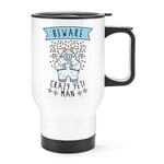 Beware Crazy Yeti Man Travel Mug Cup With Handle - Funny Thermal Flask Monster