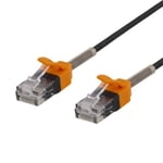 Deltaco Gaming Cat6a Patchkabel, 1m, Tunn Kabel, Svart