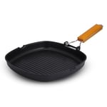 Innovacook Folding Handle Grill Pan 28cm, Long Lasting Pan, Innovative Cookware, Double Layer Coating Pan, Suitable for All Cooking hobs, Black