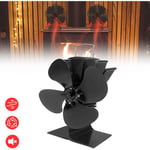 Aufun - 4 Lames Ventilateur à Poêle,pour poêles à bois/Cheminée (Noir)