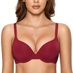 DOBREVA Femme Soutien Gorge Invisible Push Up Rembourré avec Armature Cerise 105C