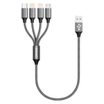 Multi Charger Cable, 4 in 1 Charger Cable [0.5M] Multiple USB Cable Nylon Braided with Lightning Cable Micro USB C Connector for iPhone 13/12/11/XS,Samsung S20 S10 S9,Huawei,Nexus,Nokia-Grey