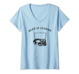 Womens Keep it Classic – Vintage Record Player Vinyl Graphic Retro V-Neck T-Shirt