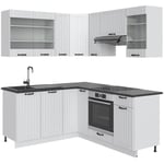 Vicco - Cuisine en angle Fame-Line, Blanc campagne/blanc, 160 x 60 cm sans plan de travail