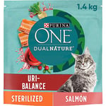 Purina ONE Dual Nature Aliments pour Chat stérilisés aux canneberges et saumons, 6 Sacs de 1,4 kg