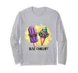 Just Chillin Funny Popcicle Ice Cream Summer Treat Long Sleeve T-Shirt
