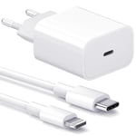 Laddare för iPhone - Snabbladdare - Adapter + Kabel 20W USB-C Vit 1-Pack iPhone