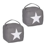 Relaxdays 2x Doorstop Star Motif, Fabric with Sand Filling, Door Bumper, Draft Stopper, HWD: 18 x 15 x 15 cm, Grey/White, Polyester