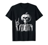 Skeleton Pumpkin Head Halloween Spooky Bones Jack O Lantern T-Shirt