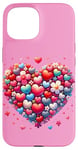 iPhone 15 Cute Heart with Flowers and Hearts for Valentine's Day Case