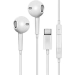 USB C STEREO EARPHONES with INLINE MICROPHONE FOR MOBILE PHONE - WHITE