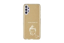 Taperso Coque et étui téléphone mobile galaxy a52 paillettes dore bouddha blanc personnalisee