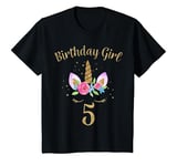 Youth 5 Year Old Birthday Girl Unicorn Shirt 5th Birthday Outfit T-Shirt