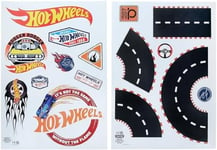 Stickers muraux personnalisés Hot Wheels - Officiellement licencié, Décorations pour salle de jeux, Inclut routes, voitures, drapeaux, lettres