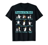 Types Of Penguins Penguin Lover Wildlife Arctic Seabird Fan T-Shirt