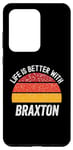 Coque pour Galaxy S20 Ultra La vie est meilleure avec Braxton Retro Sunset, Braxton Name Sun