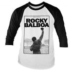 Hybris Rocky Balboa - It Ain't Over Baseball Long Sleeve Tee (White-Black,XL)