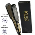 KIPOZI Wide Plate Hair Straighteners Titanium Flat Iron with Digital LCD Display