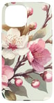 iPhone 15 Pink White Cherry Blossom Pattern Case