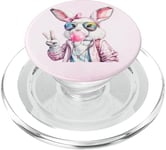 Lunettes de soleil aviateur lapin de Pâques mignon Bubblegum Peace Sign PopSockets PopGrip pour MagSafe