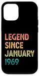 Coque pour iPhone 12/12 Pro 56e anniversaire homme femme légende depuis janvier 1969