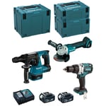 MAKITA Kit MK312RTJ (DHR243 DHP481 DGA504 2 x 5,0 Ah DC18RC MAKPAC 2 MAKPAC 3 MAKPAC 4)