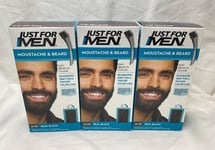 3 x JUST FOR MEN Brush In Colour  Moustache & Beard - M-55 REAL BLACK