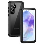 Lanhiem Coque pour Samsung Galaxy A55 5G, [IP68 Étanche & Antichoc] 360 Protection Integrale Double Renforcé Waterproof Etui Antipoussière Incassable Housse Compatible avec Samsung A55, Noir